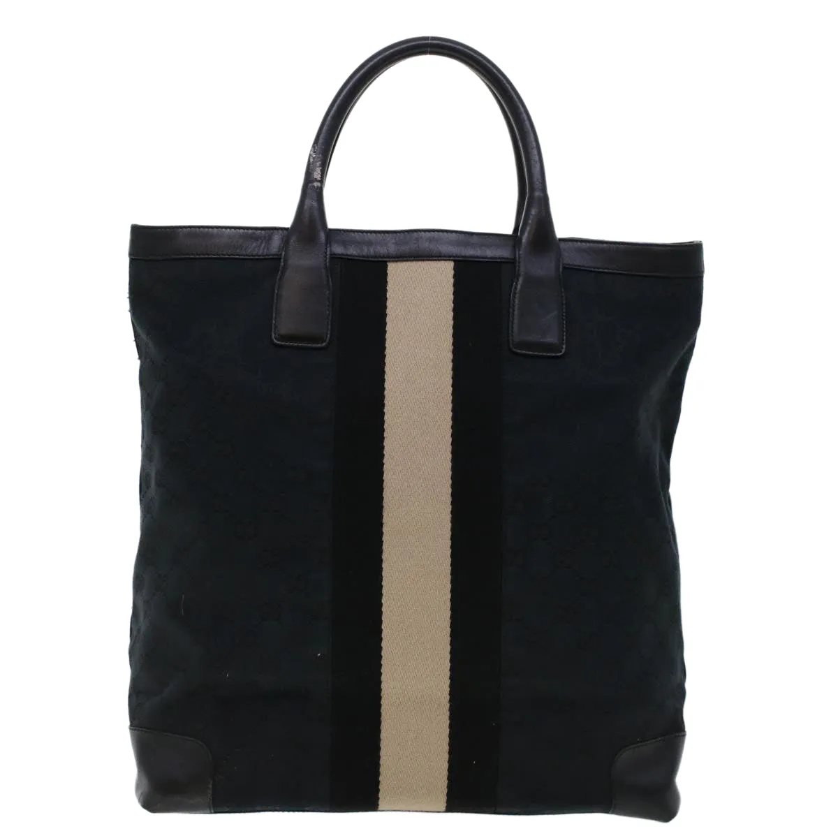 GUCCI GG Canvas Sherry Line Tote Bag Black White 002 1093 3444 th3756