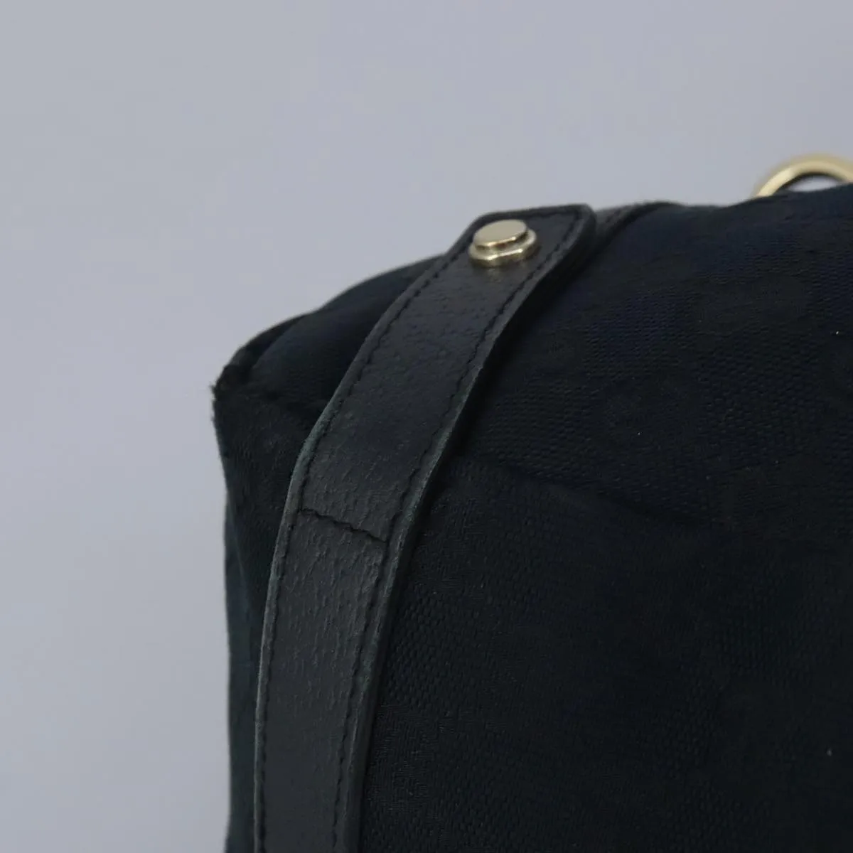 GUCCI GG Canvas Tote Bag Black Gold 130736 100266