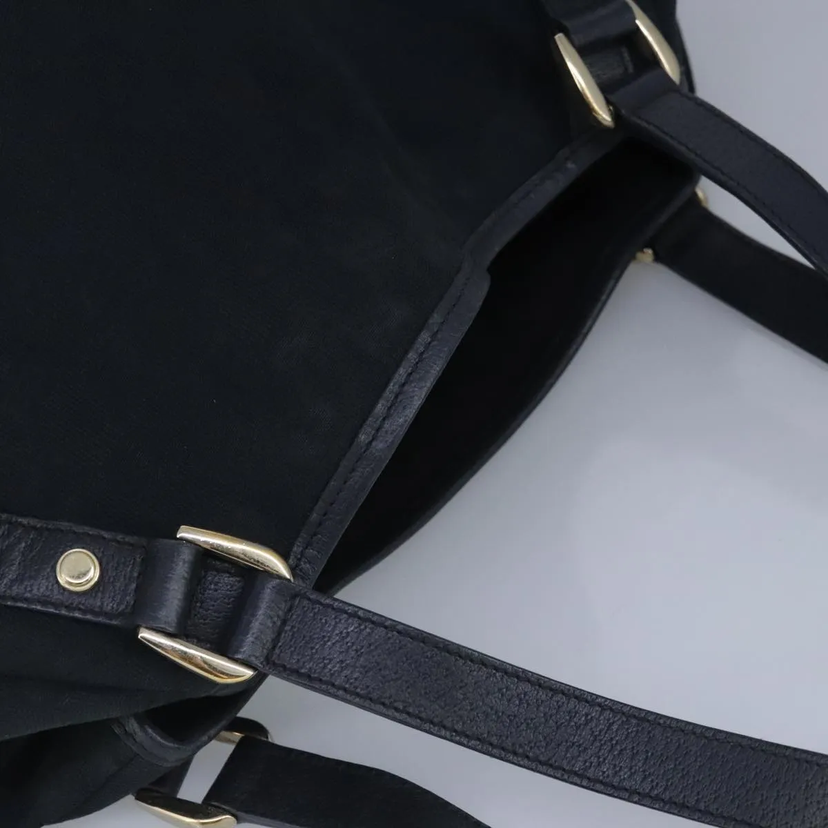 GUCCI GG Canvas Tote Bag Black Gold 130736 100266