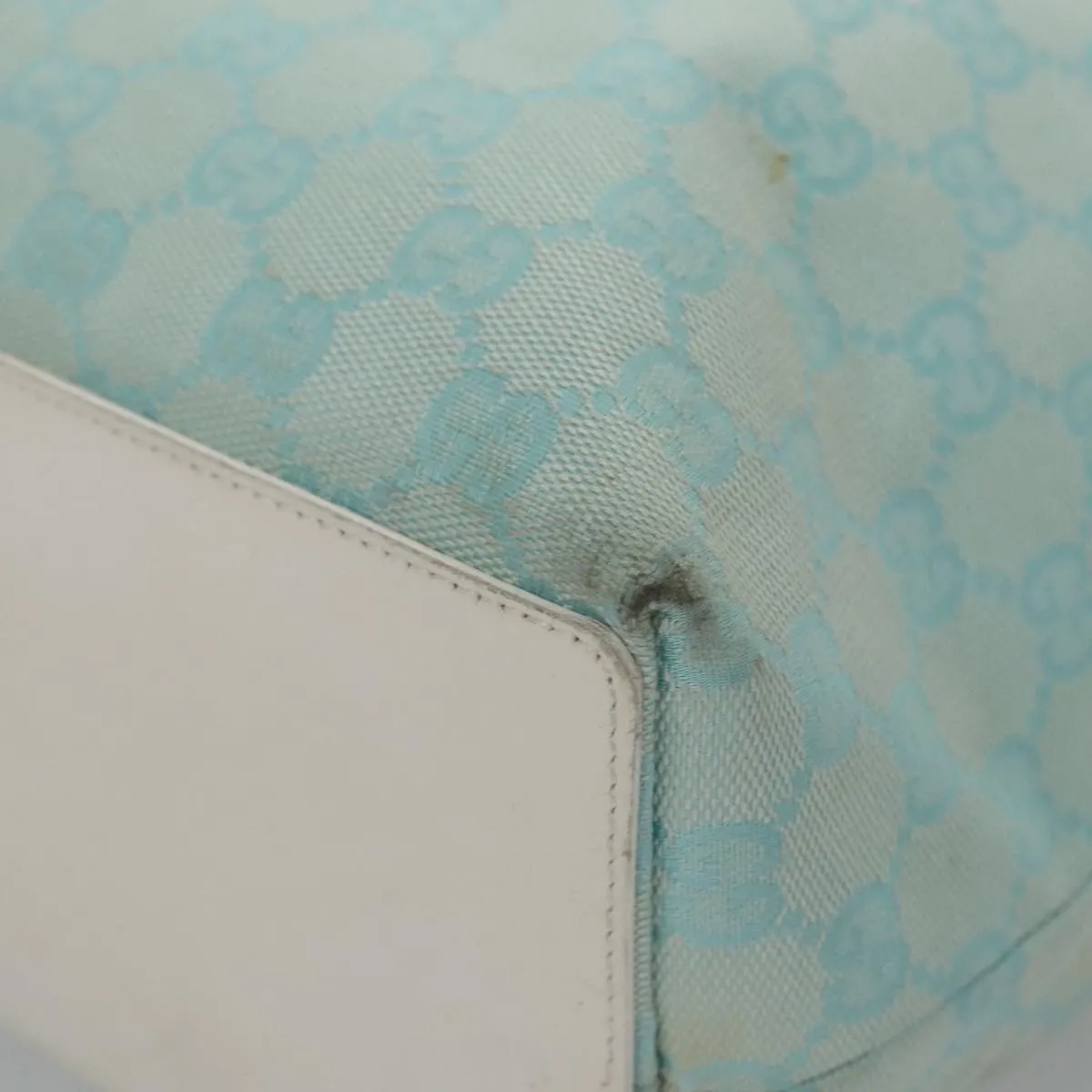 GUCCI GG Canvas Tote Bag Light Blue White gold 002 1098 78557