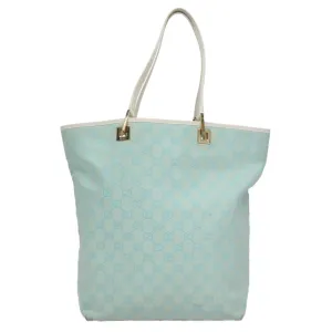 GUCCI GG Canvas Tote Bag Light Blue White gold 002 1098 78557