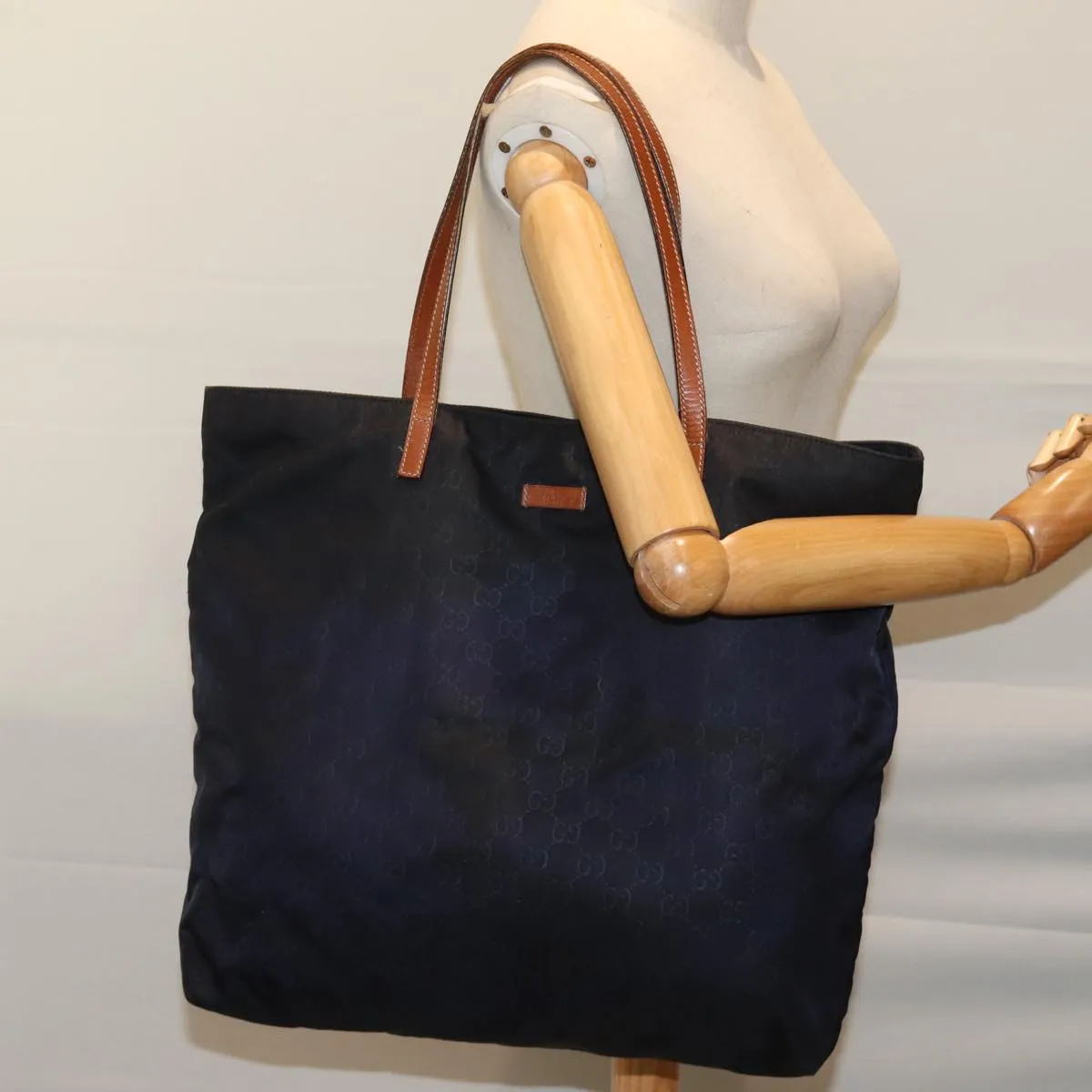GUCCI GG Canvas Tote Bag Nylon Navy 72423