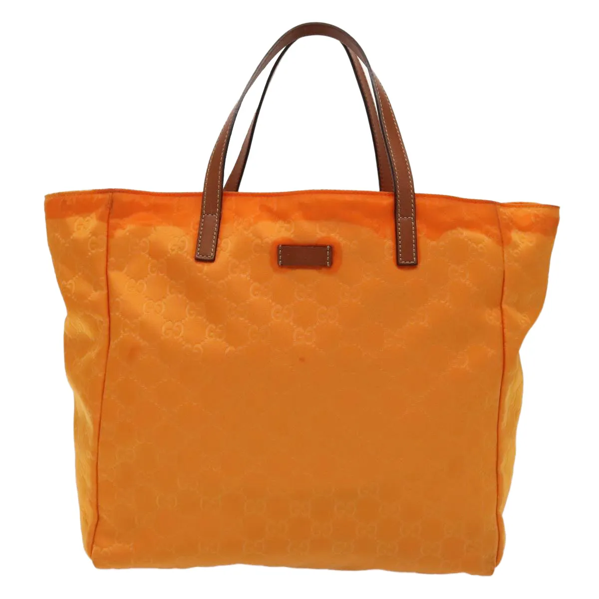 GUCCI GG Canvas Tote Bag Nylon Orange Silver 282439 88179