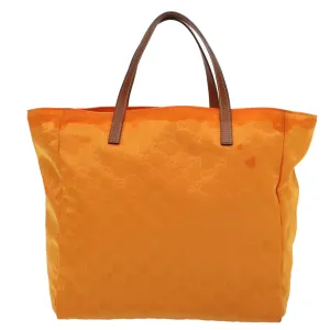 GUCCI GG Canvas Tote Bag Nylon Orange Silver 282439 88179