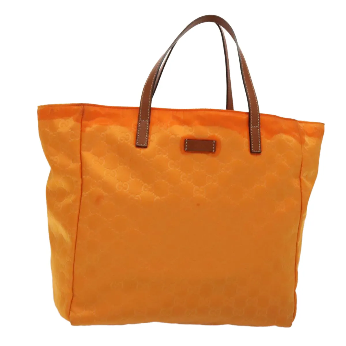 GUCCI GG Canvas Tote Bag Nylon Orange Silver 282439 88179