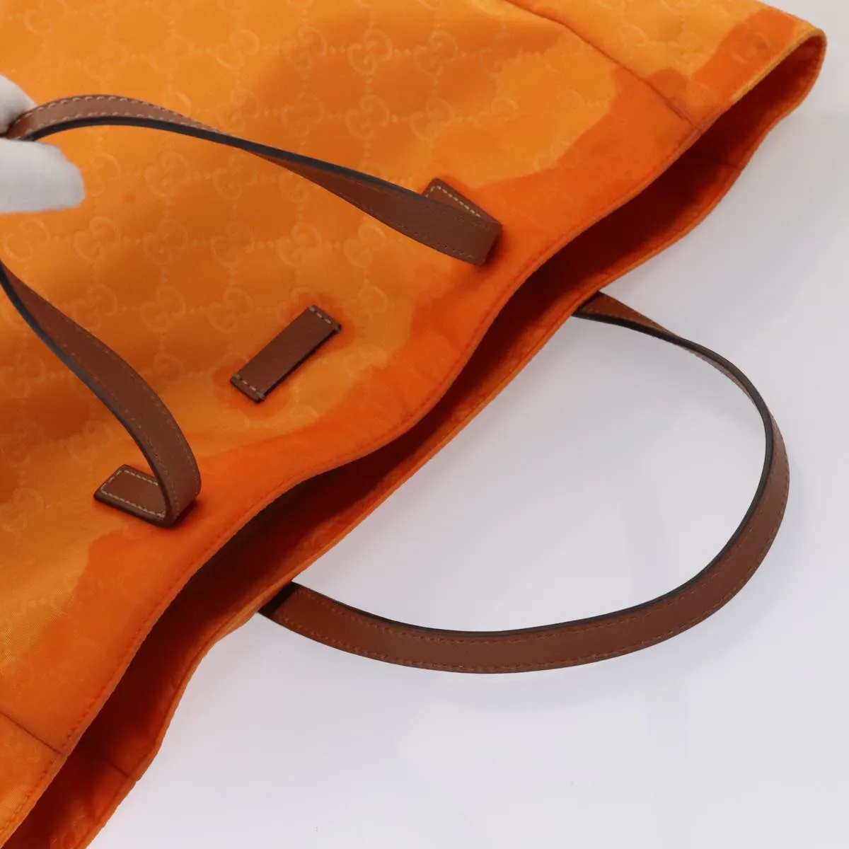 GUCCI GG Canvas Tote Bag Nylon Orange Silver 282439 88179