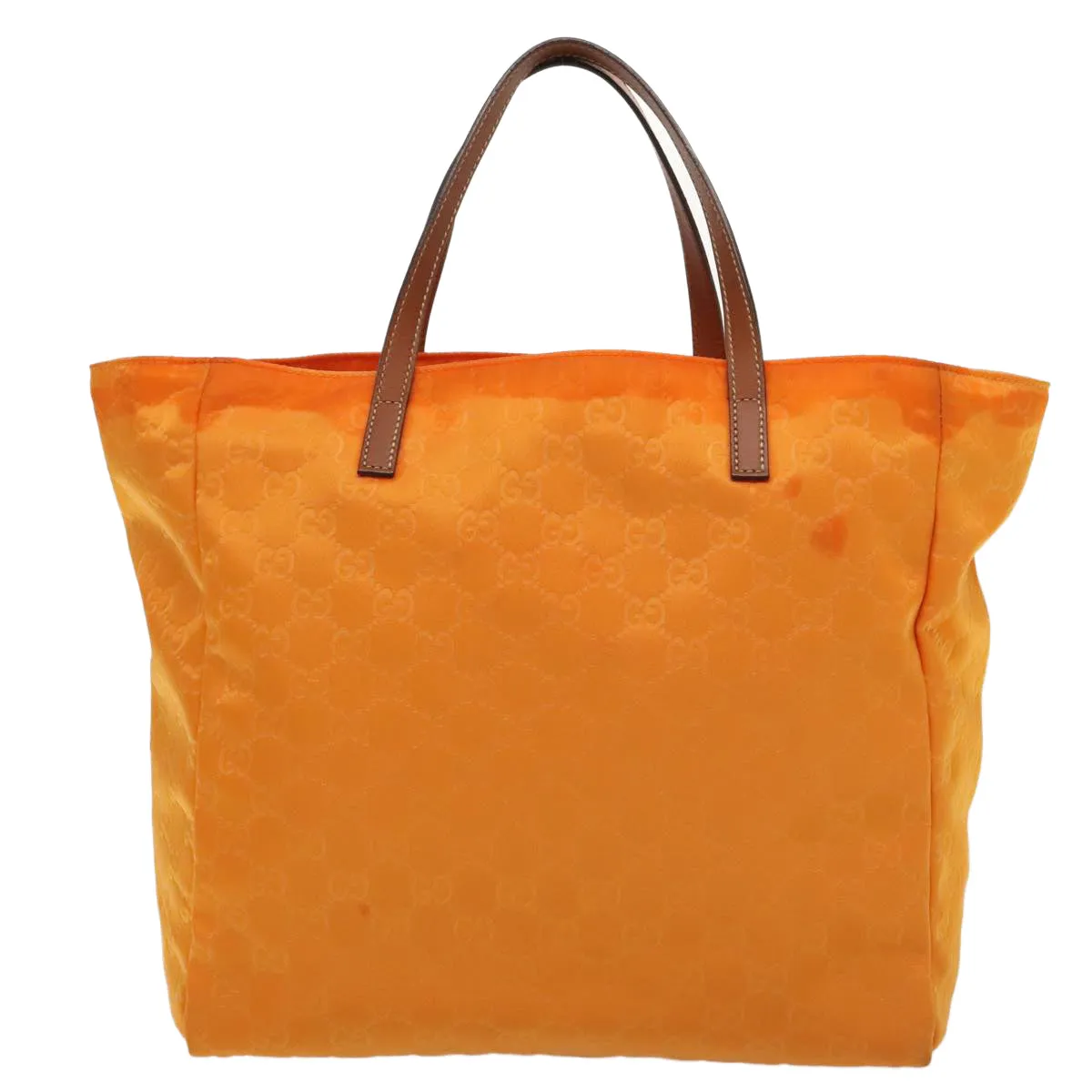 GUCCI GG Canvas Tote Bag Nylon Orange Silver 282439 88179