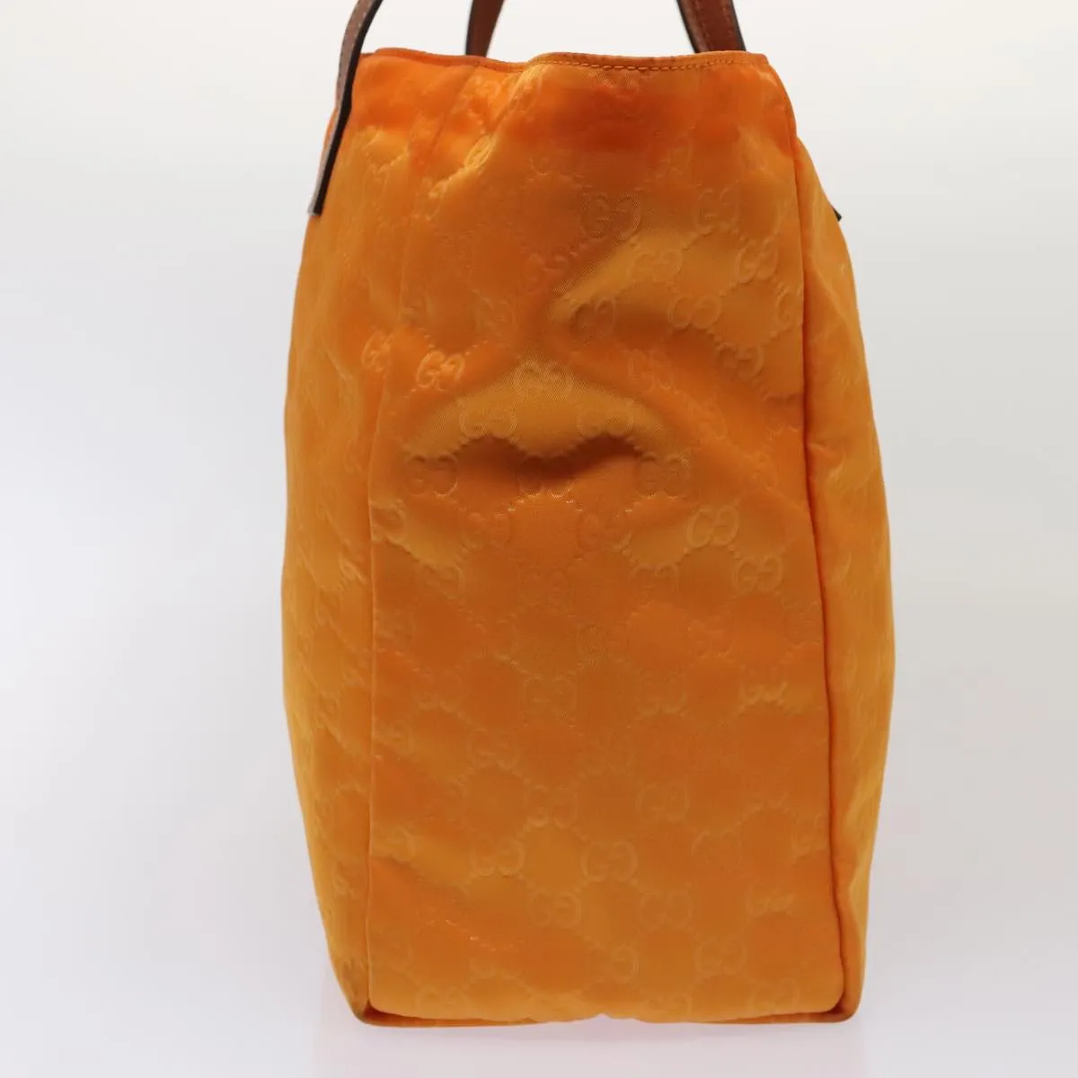 GUCCI GG Canvas Tote Bag Nylon Orange Silver 282439 88179