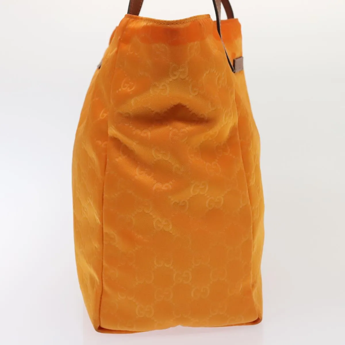 GUCCI GG Canvas Tote Bag Nylon Orange Silver 282439 88179