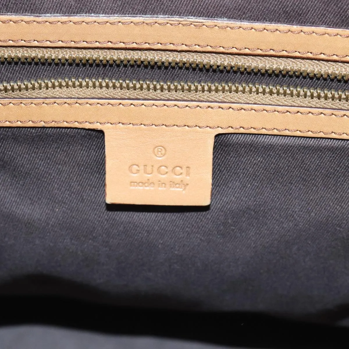 GUCCI GG Canvas Tote Bag Suede Studs Brown Gold 120897 ki5094