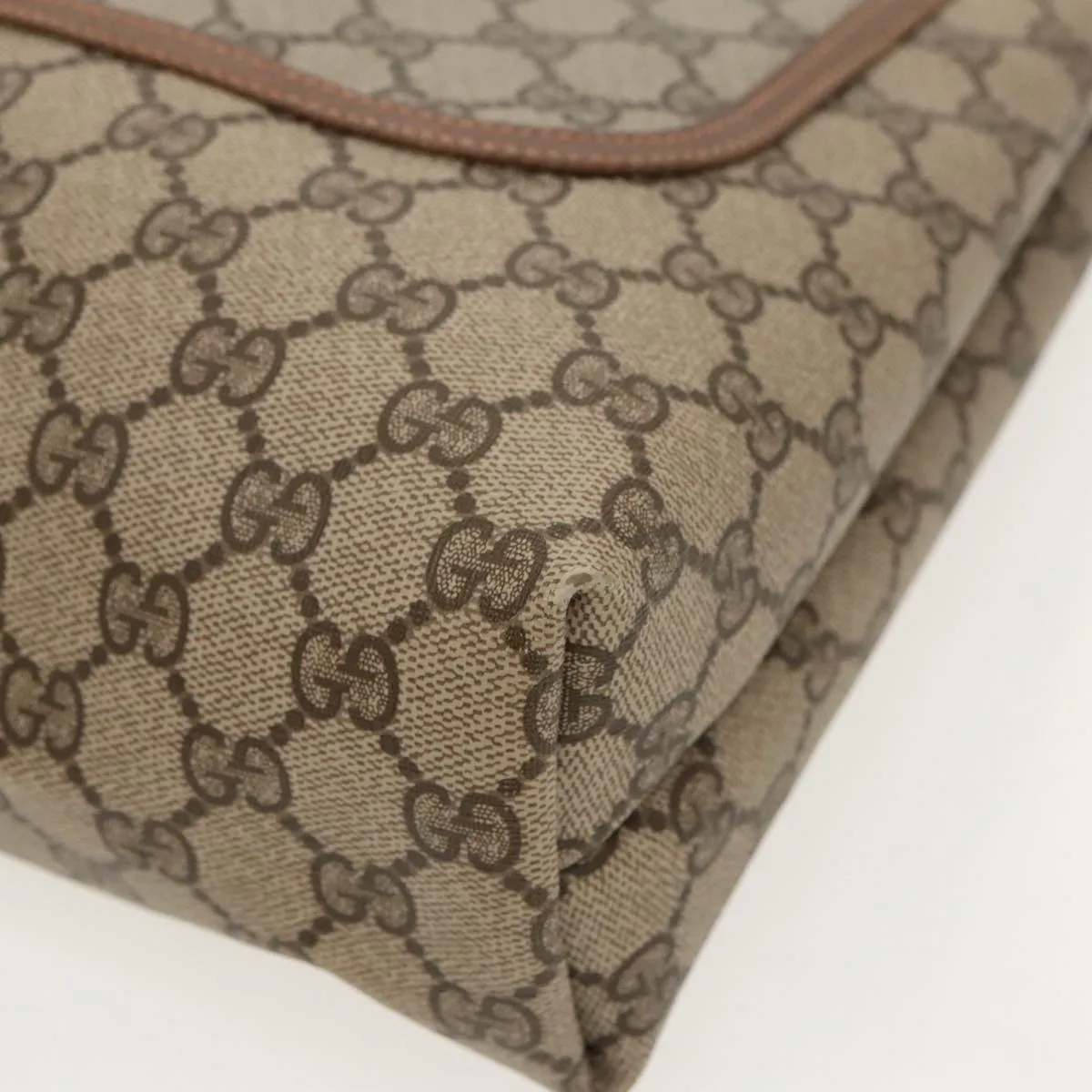 GUCCI GG Canvas Web Sherry Line Tote Bag PVC Leather Beige Green yk15583