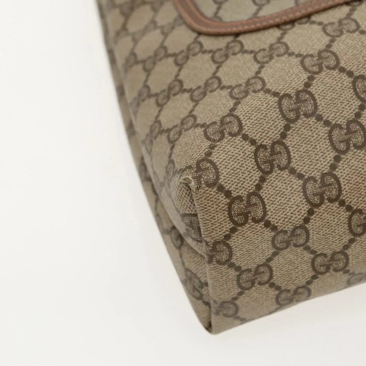 GUCCI GG Canvas Web Sherry Line Tote Bag PVC Leather Beige Green yk15583
