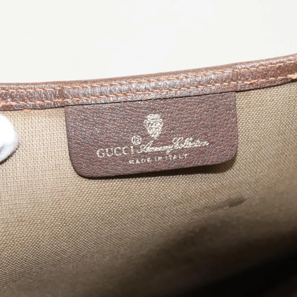 GUCCI GG Canvas Web Sherry Line Tote Bag PVC Leather Beige Green yk15583