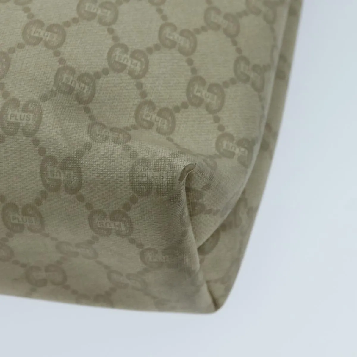GUCCI GG Plus Supreme Web Sherry Line Tote Bag PVC Beige Gold Red 96663