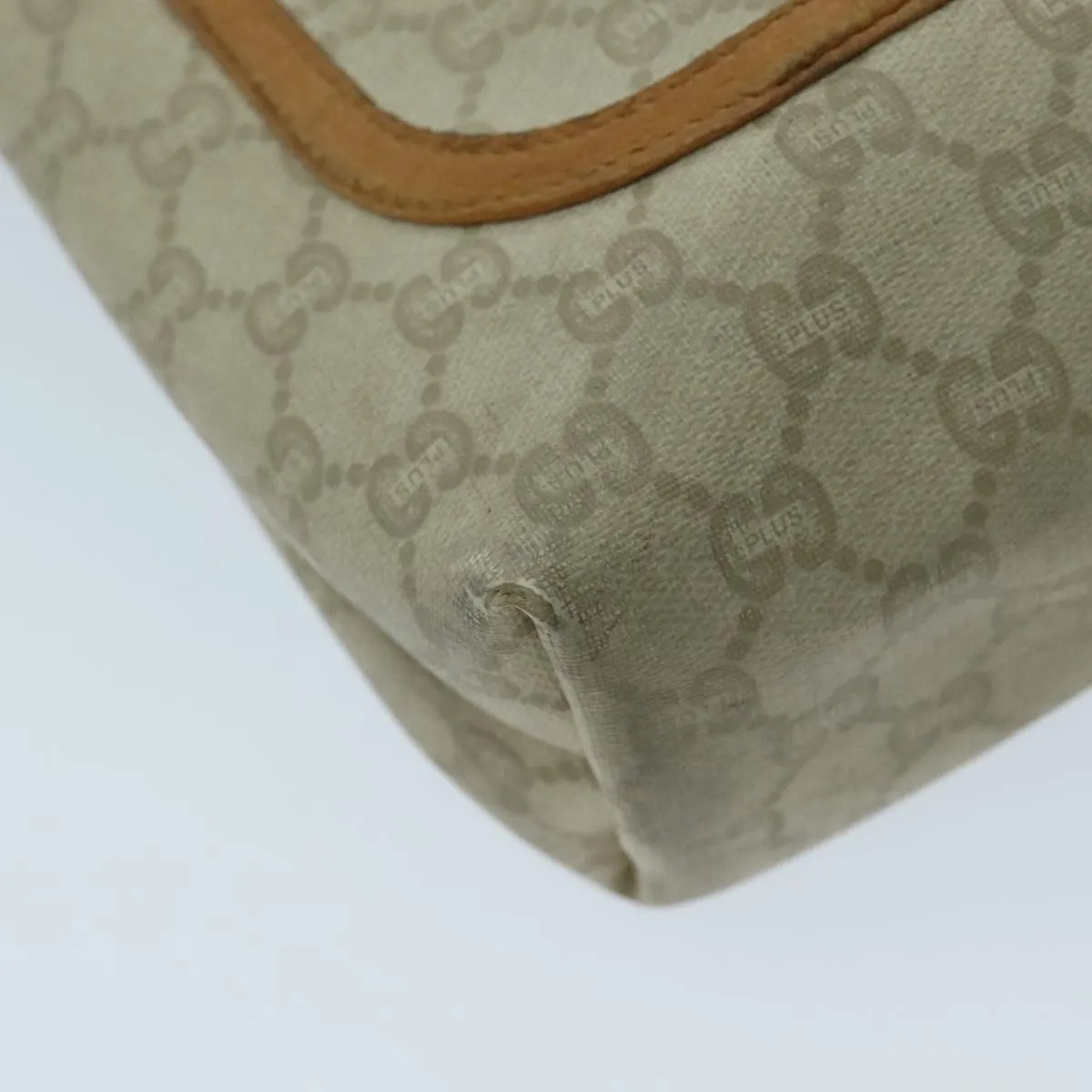 GUCCI GG Plus Supreme Web Sherry Line Tote Bag PVC Beige Gold Red 96663