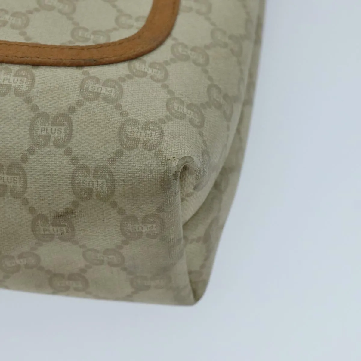 GUCCI GG Plus Supreme Web Sherry Line Tote Bag PVC Beige Gold Red 96663