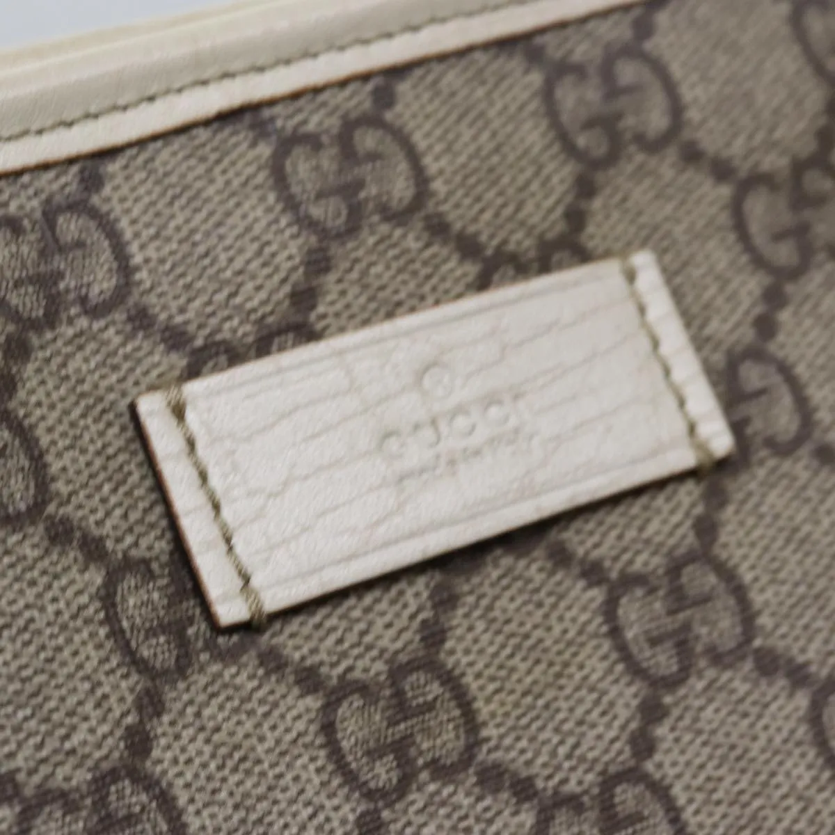 GUCCI GG Supreme Tote Bag PVC Leather Beige 114595 yk13216