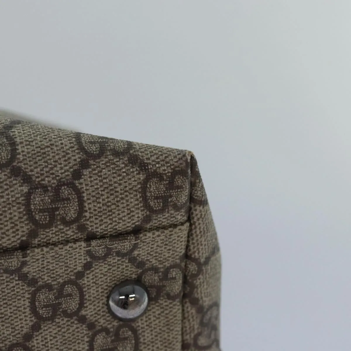 GUCCI GG Supreme Tote Bag PVC Leather Beige 114595 yk13216