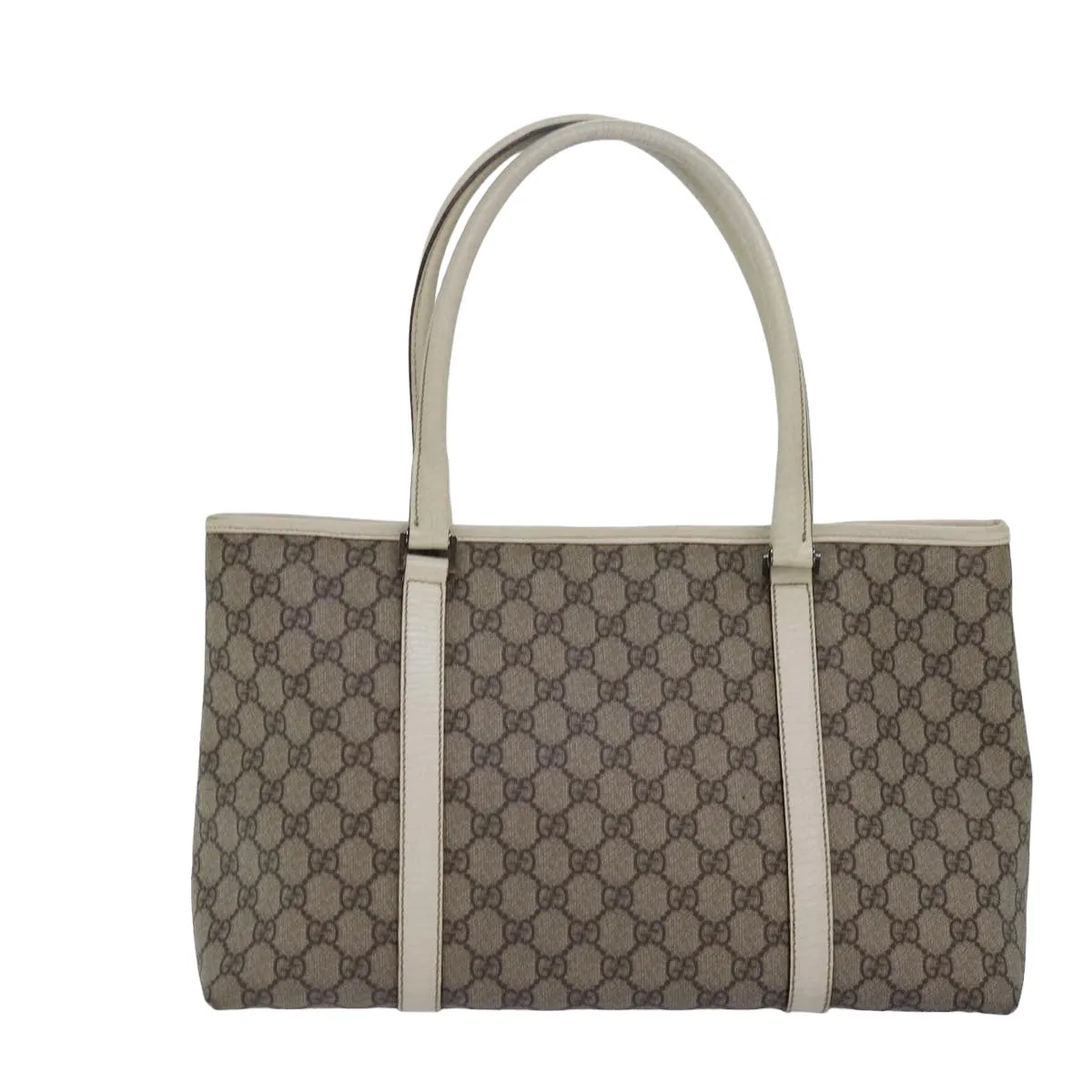 GUCCI GG Supreme Tote Bag PVC Leather Beige 114595 yk13216