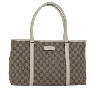 GUCCI GG Supreme Tote Bag PVC Leather Beige 114595 yk13216