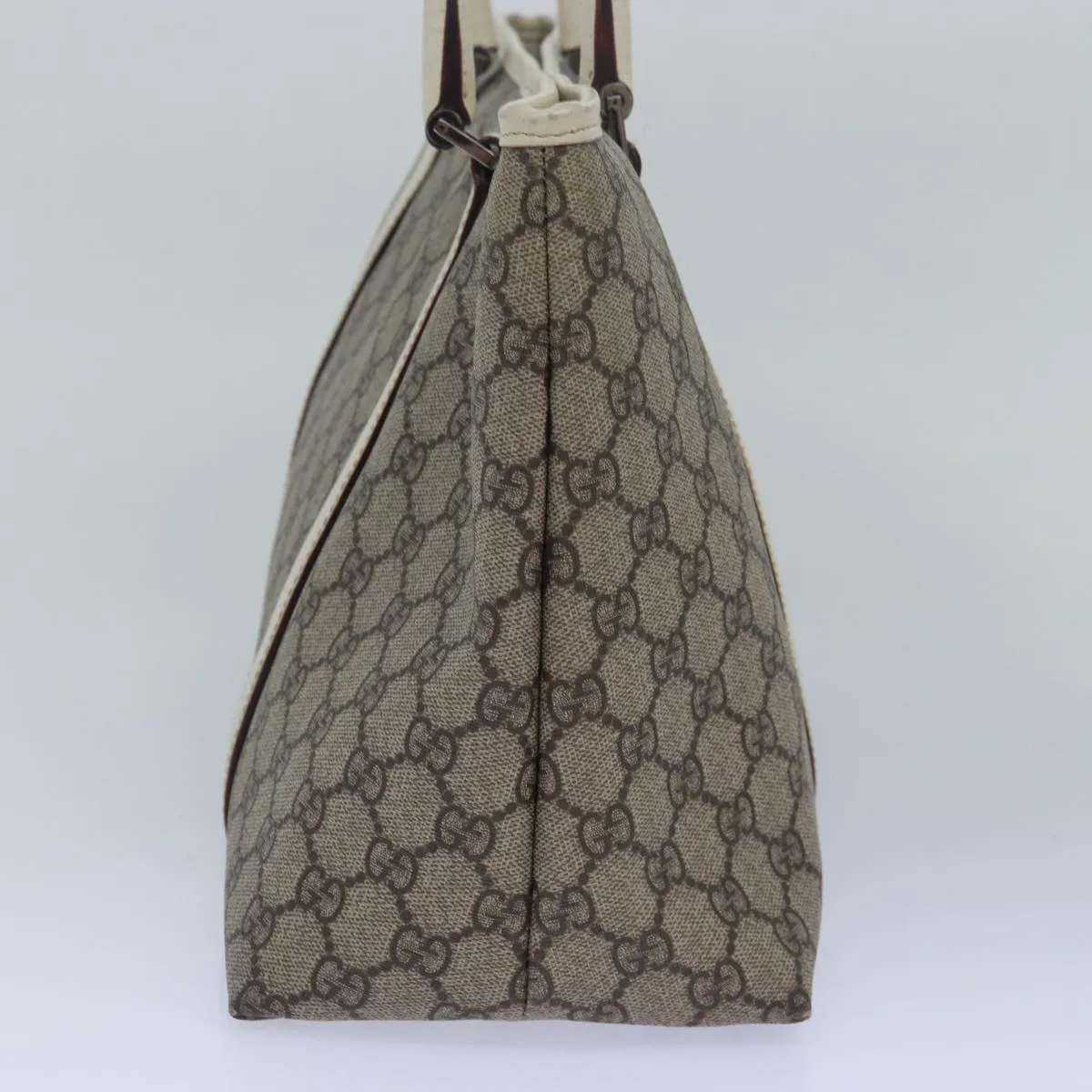 GUCCI GG Supreme Tote Bag PVC Leather Beige 114595 yk13216