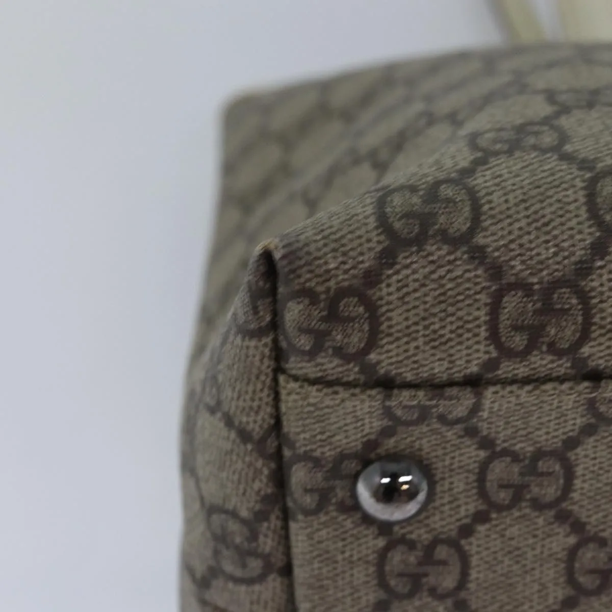 GUCCI GG Supreme Tote Bag PVC Leather Beige 114595 yk13216