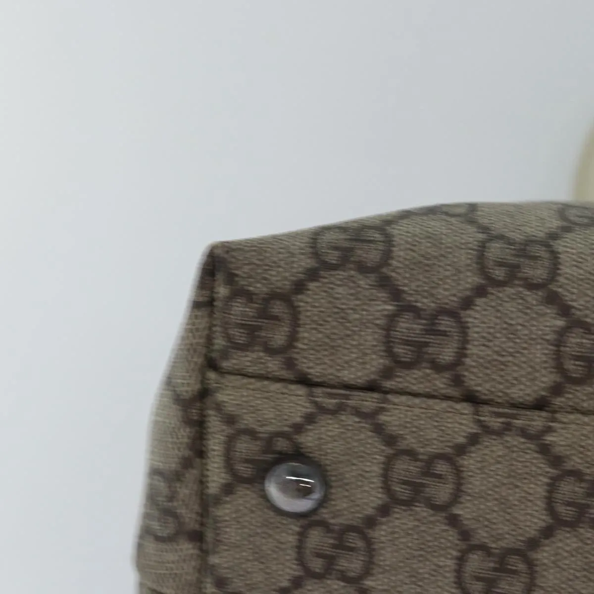 GUCCI GG Supreme Tote Bag PVC Leather Beige 114595 yk13216