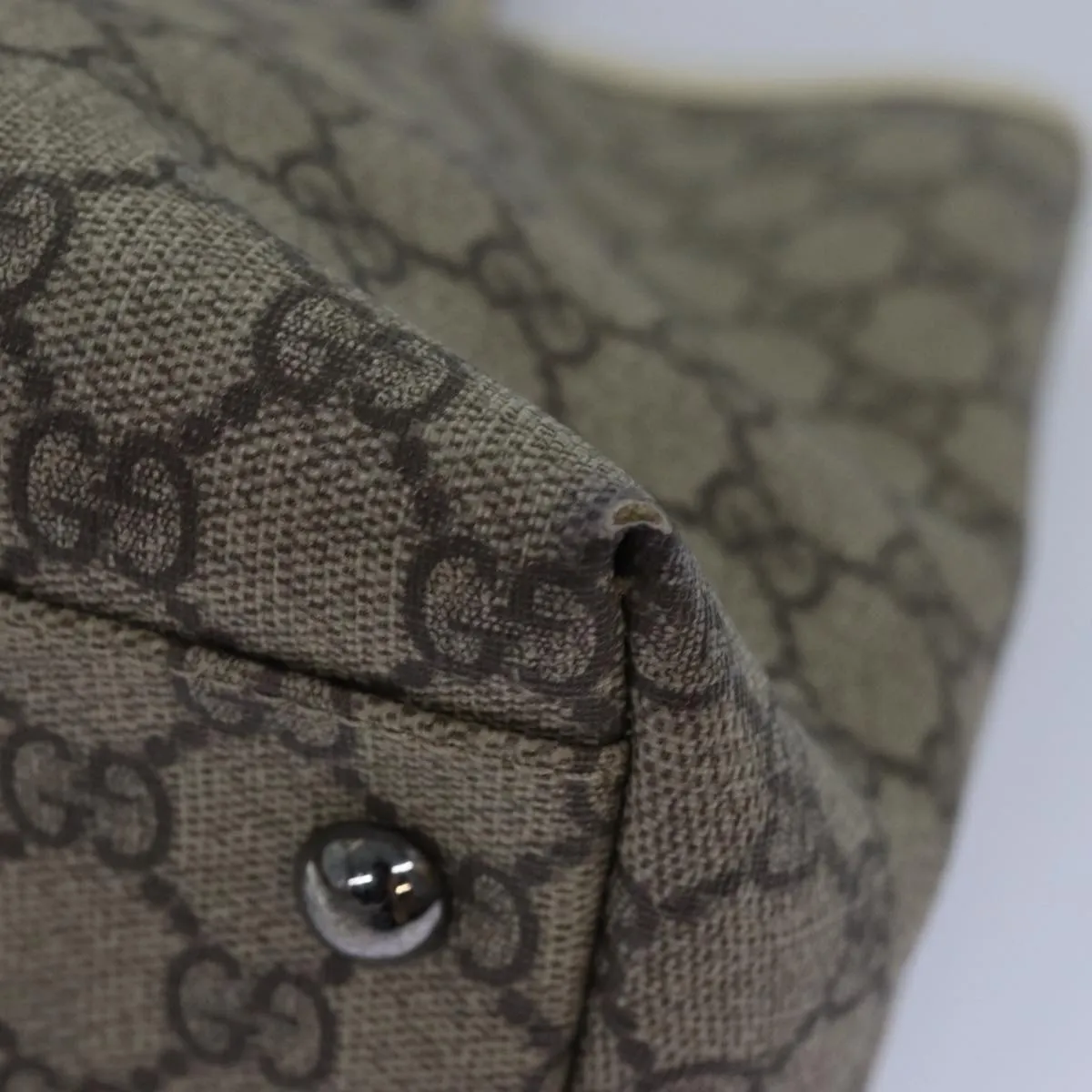 GUCCI GG Supreme Tote Bag PVC Leather Beige 114595 yk13216