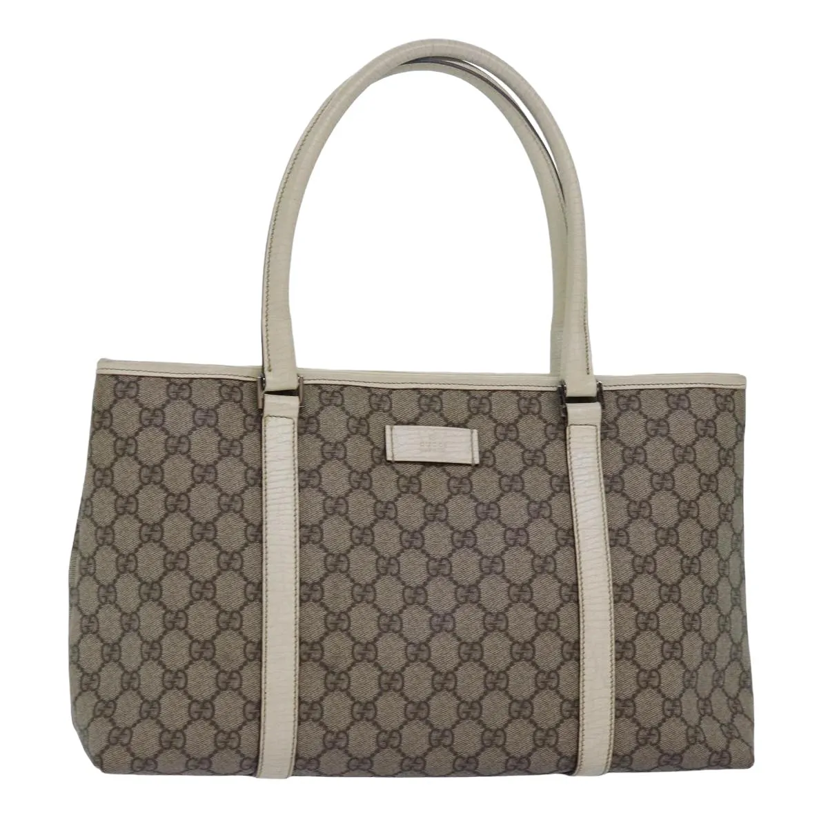 GUCCI GG Supreme Tote Bag PVC Leather Beige 114595 yk13216
