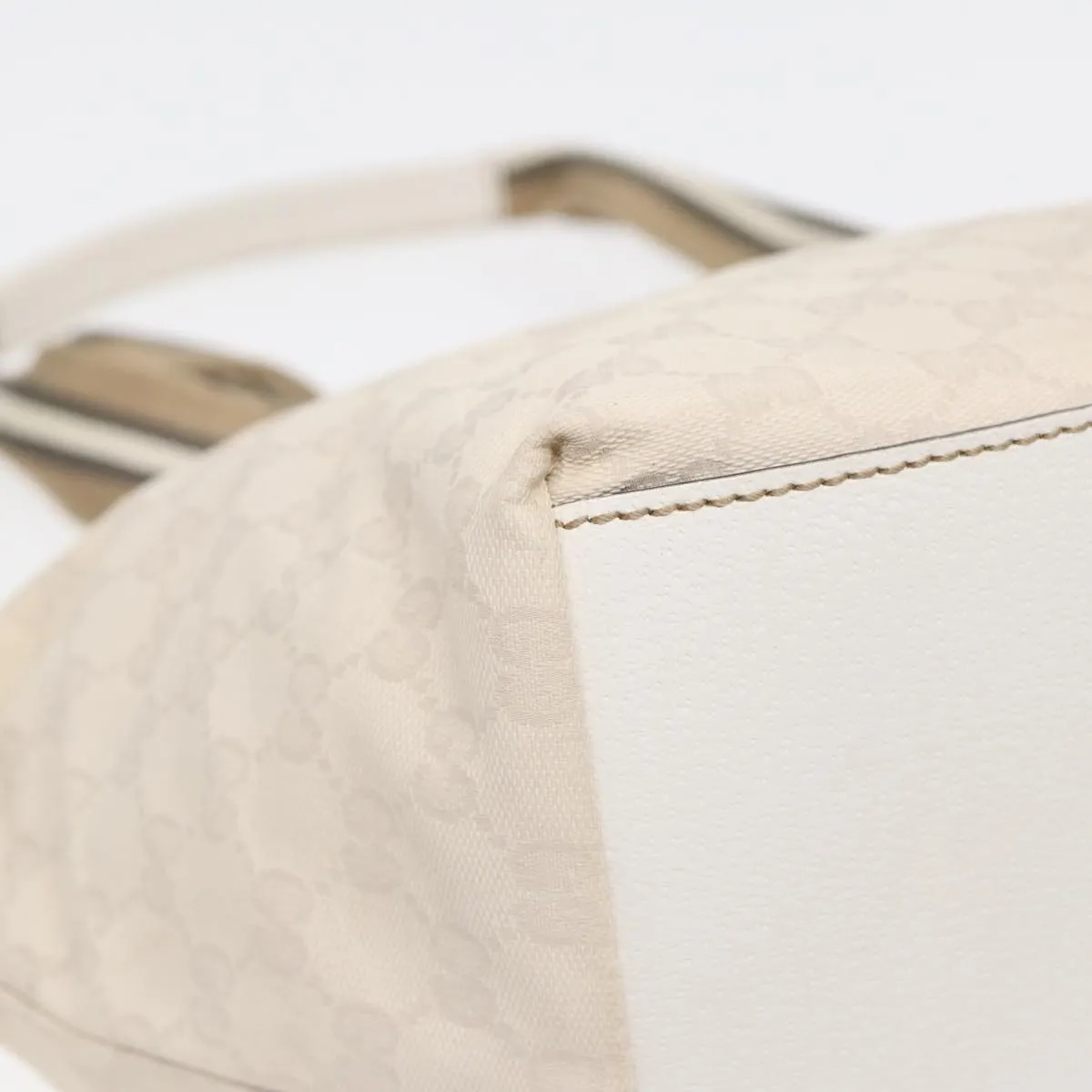 GUCCI GG Supreme Tote Bag White Beige gold 131230 ki4782
