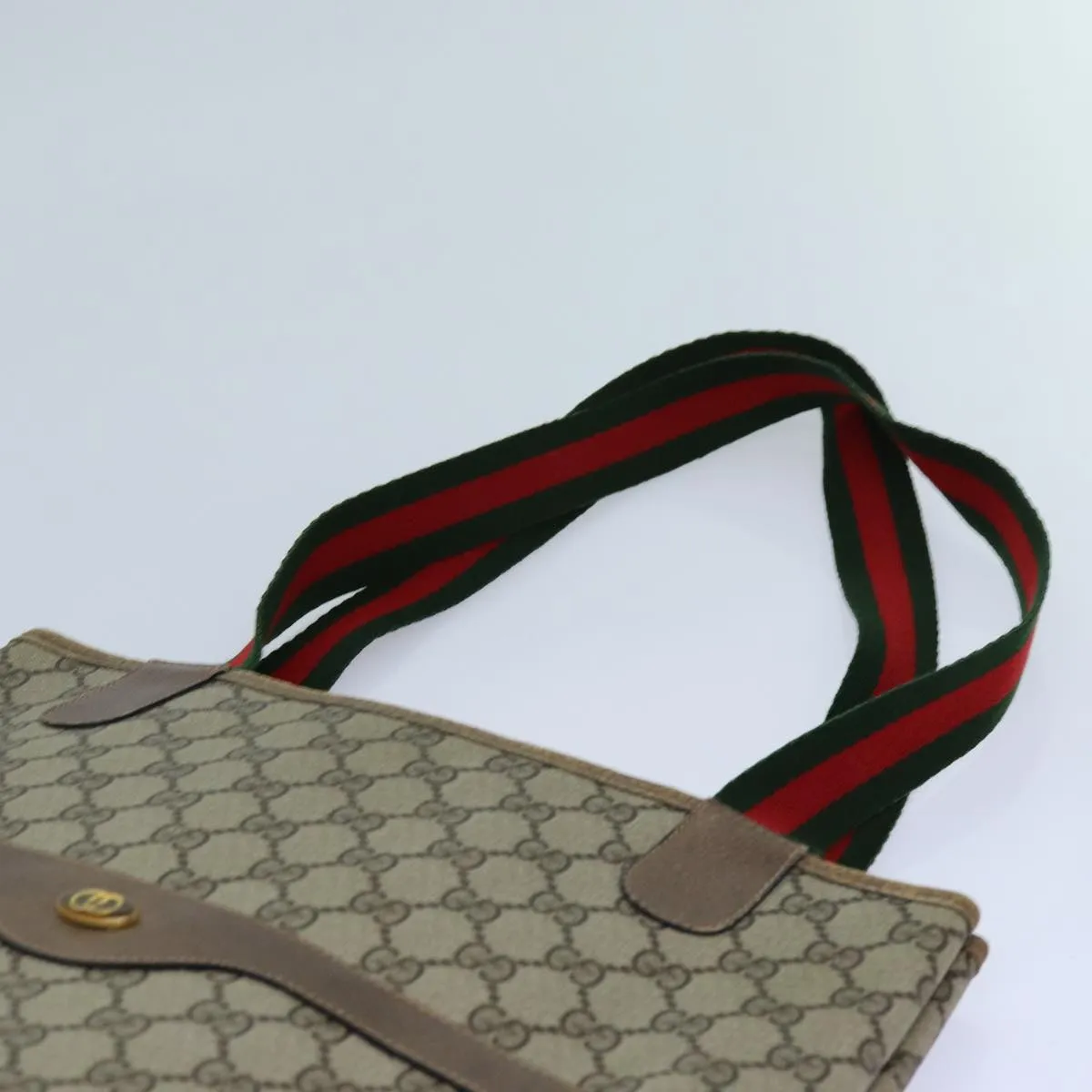 GUCCI GG Supreme Web Sherry Line Tote Bag Beige Red Green 39 02 003 71818