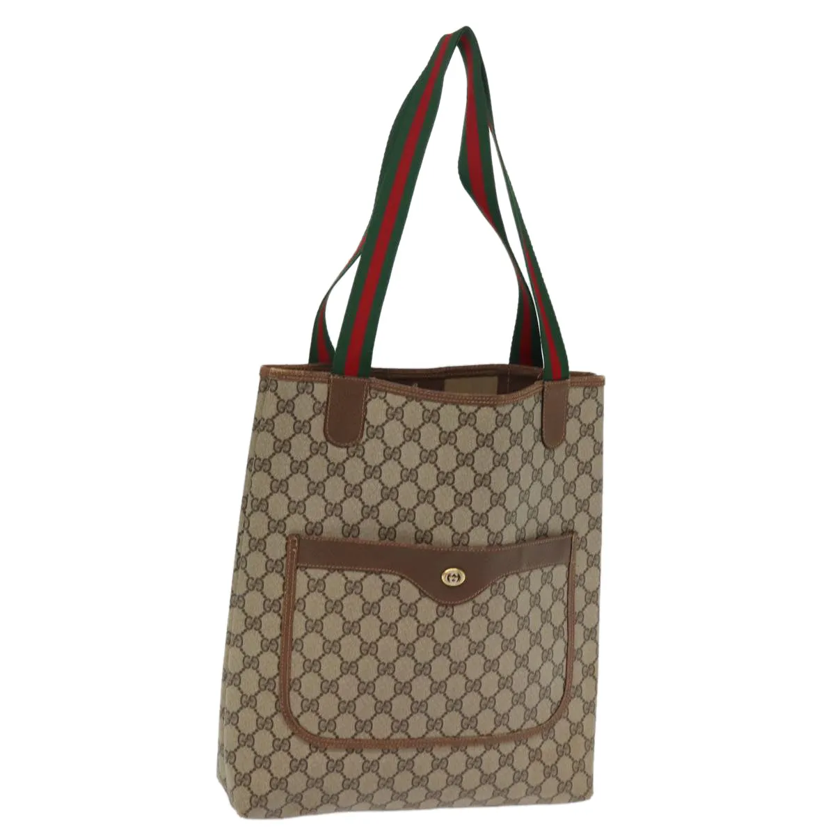 GUCCI GG Supreme Web Sherry Line Tote Bag Beige Red Green 89 02 003 ep4366