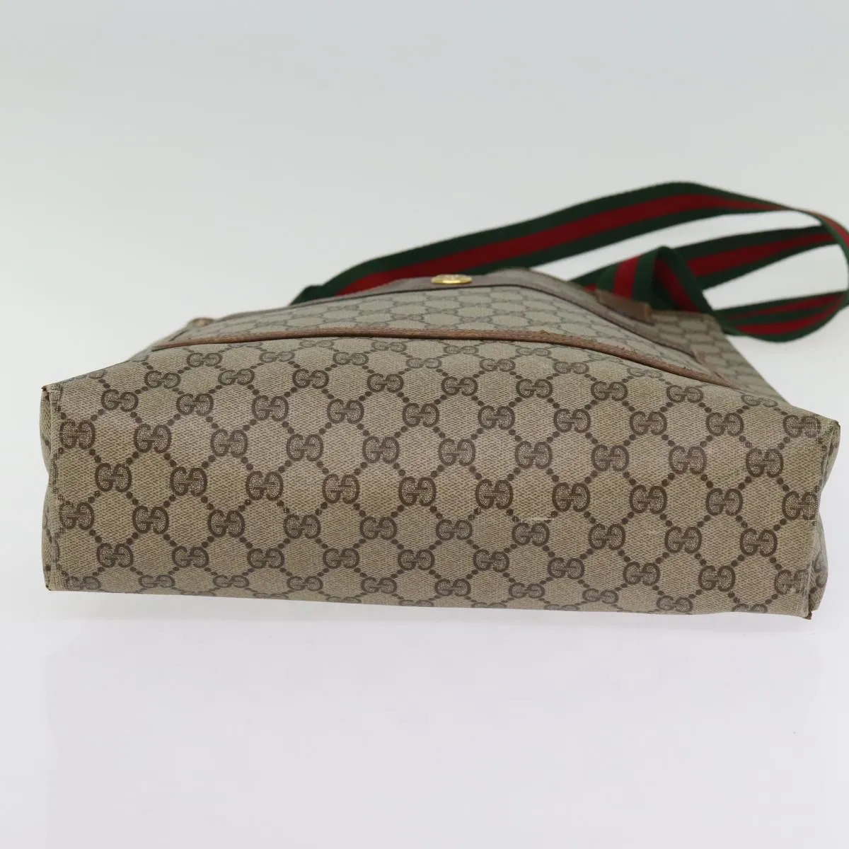 GUCCI GG Supreme Web Sherry Line Tote Bag Beige Red Green 89 02 003 ep4366