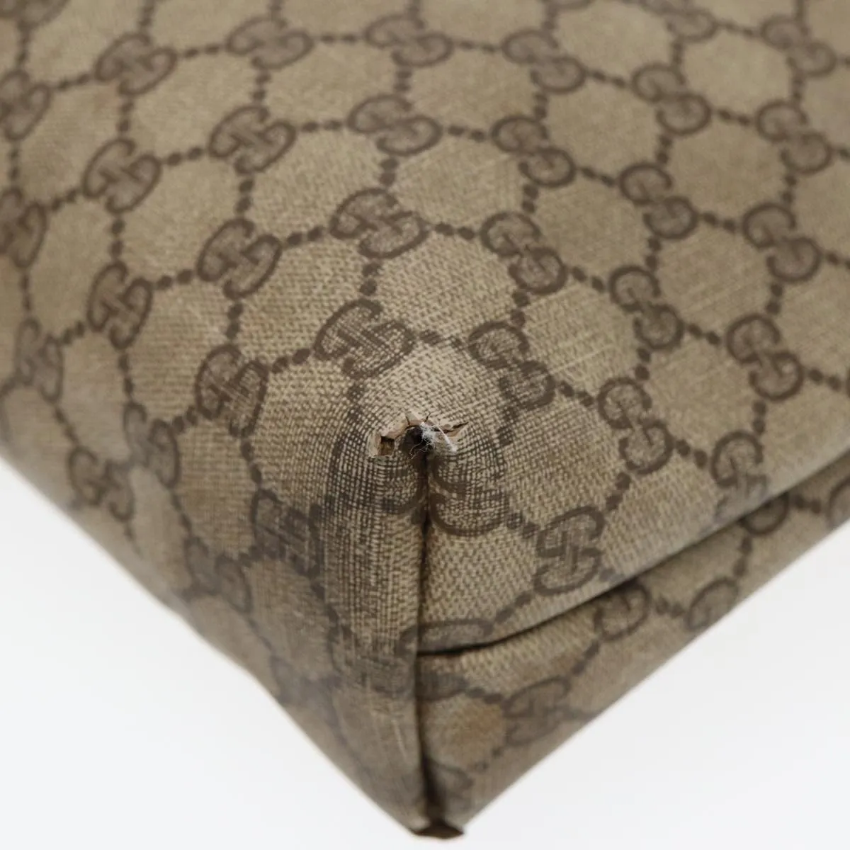 GUCCI GG Supreme Web Sherry Line Tote Bag PVC Beige Gold 39 02 003 85391