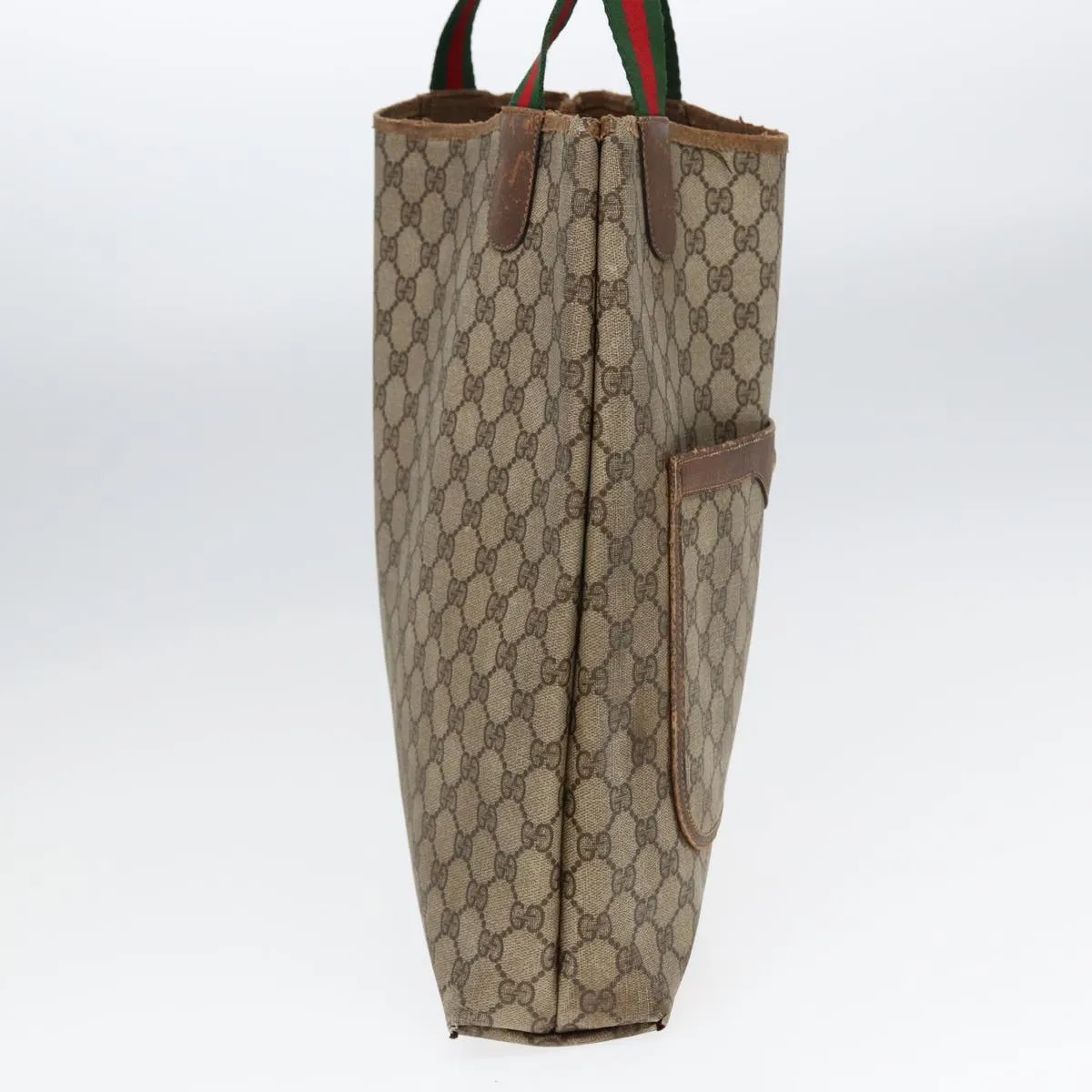GUCCI GG Supreme Web Sherry Line Tote Bag PVC Beige Gold 39 02 003 85391