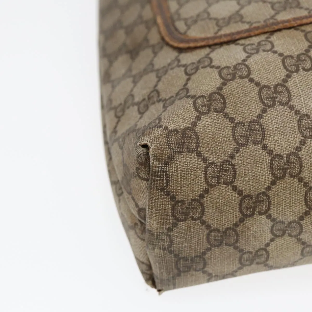 GUCCI GG Supreme Web Sherry Line Tote Bag PVC Beige Gold 39 02 003 85391