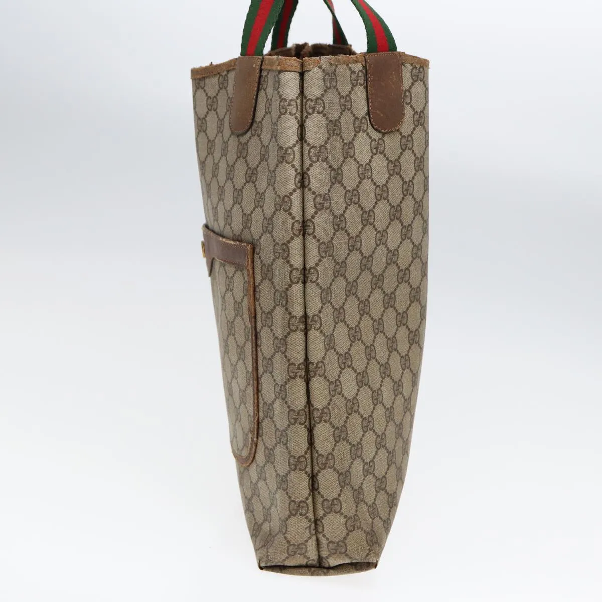 GUCCI GG Supreme Web Sherry Line Tote Bag PVC Beige Gold 39 02 003 85391