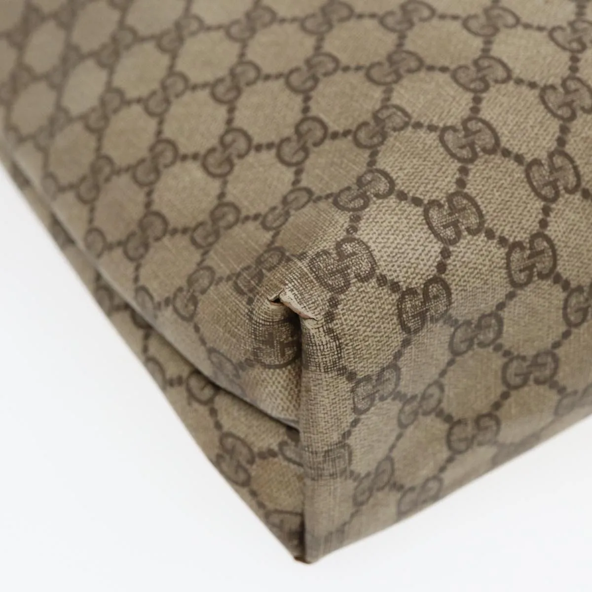 GUCCI GG Supreme Web Sherry Line Tote Bag PVC Beige Gold 39 02 003 85391