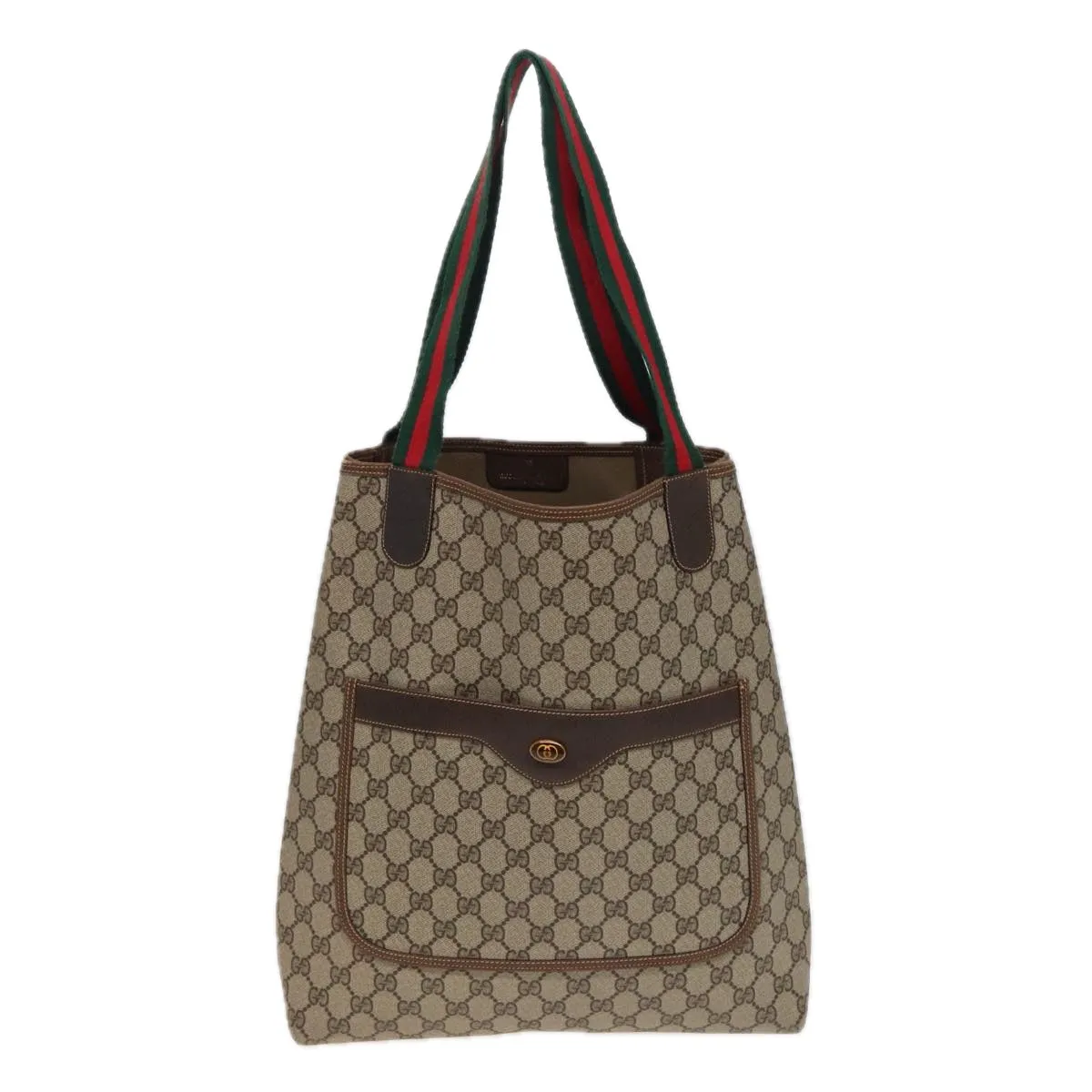 GUCCI GG Supreme Web Sherry Line Tote Bag PVC Beige Red 378 02 003 79623