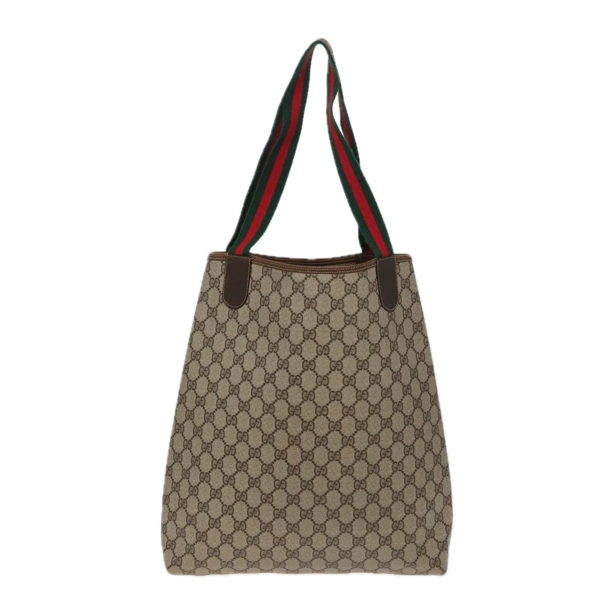 GUCCI GG Supreme Web Sherry Line Tote Bag PVC Beige Red 378 02 003 79623