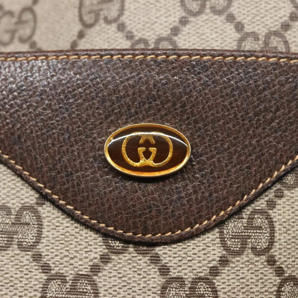 GUCCI GG Supreme Web Sherry Line Tote Bag PVC Beige Red 378 02 003 79623
