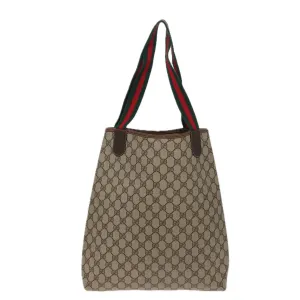 GUCCI GG Supreme Web Sherry Line Tote Bag PVC Beige Red 378 02 003 79623