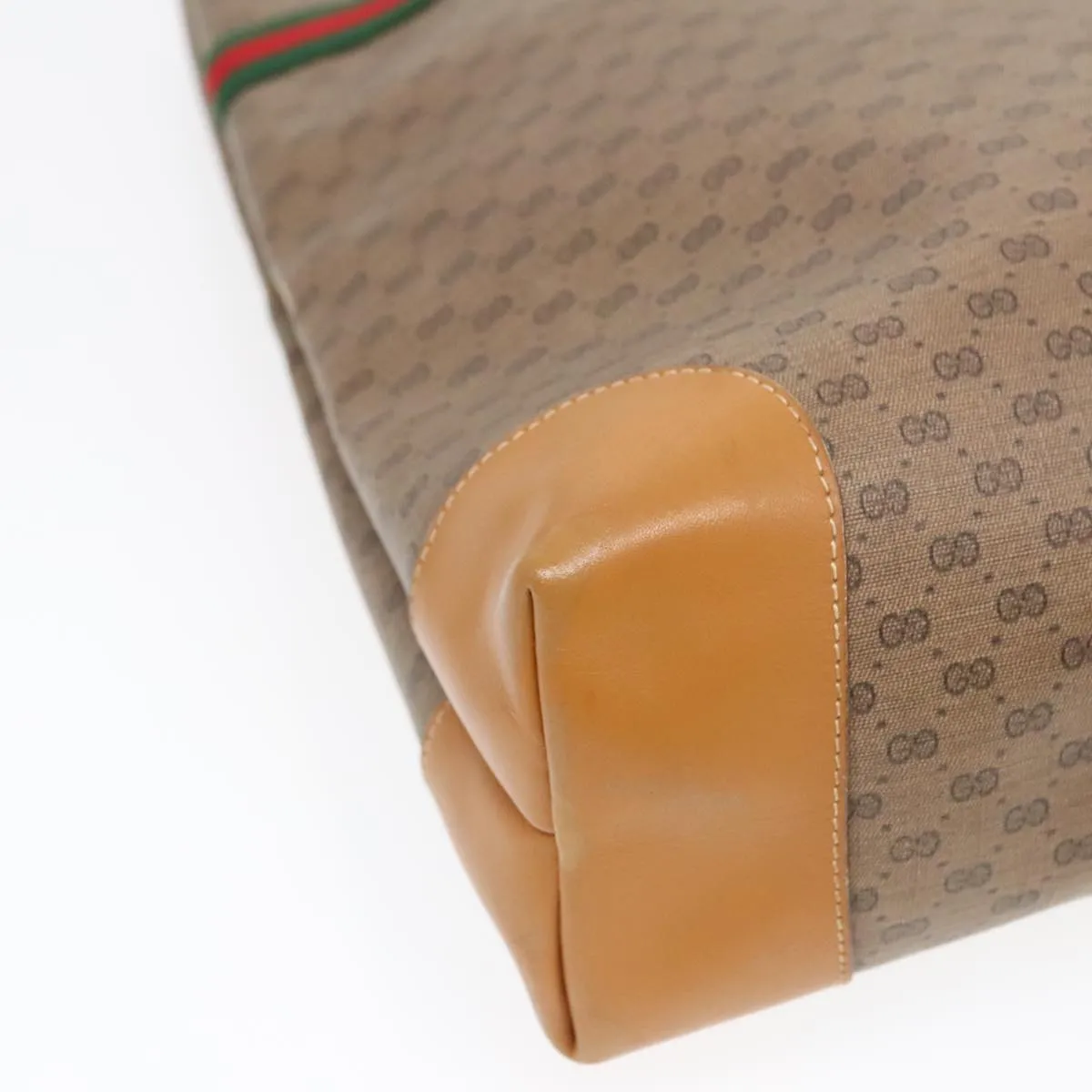 GUCCI Micro GG Canvas Web Sherry Line Tote Bag Beige Gold kk337