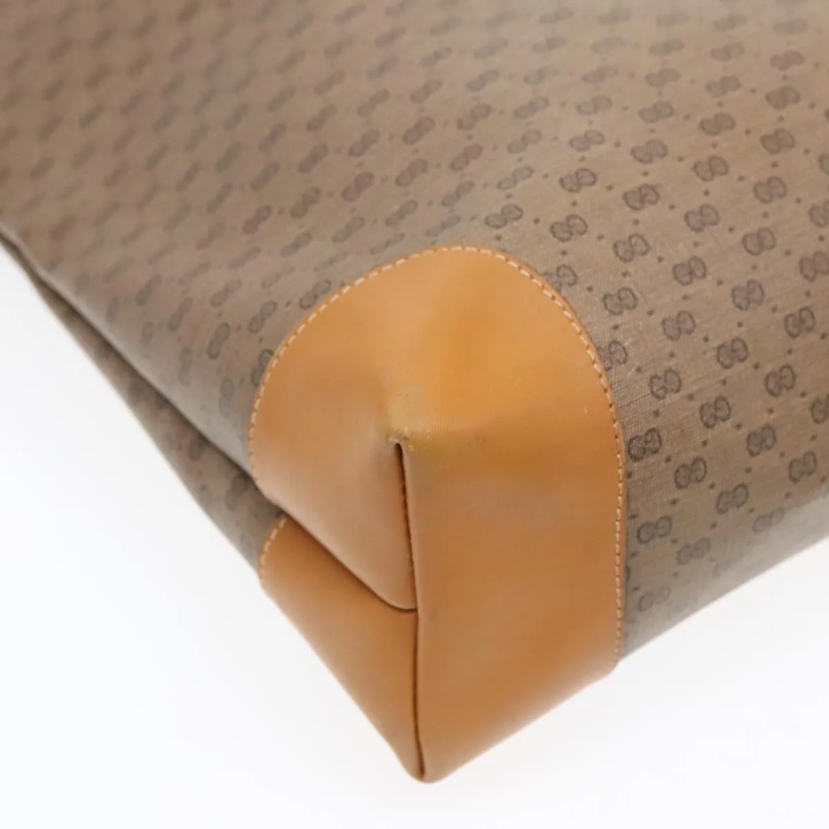 GUCCI Micro GG Canvas Web Sherry Line Tote Bag Beige Gold kk337