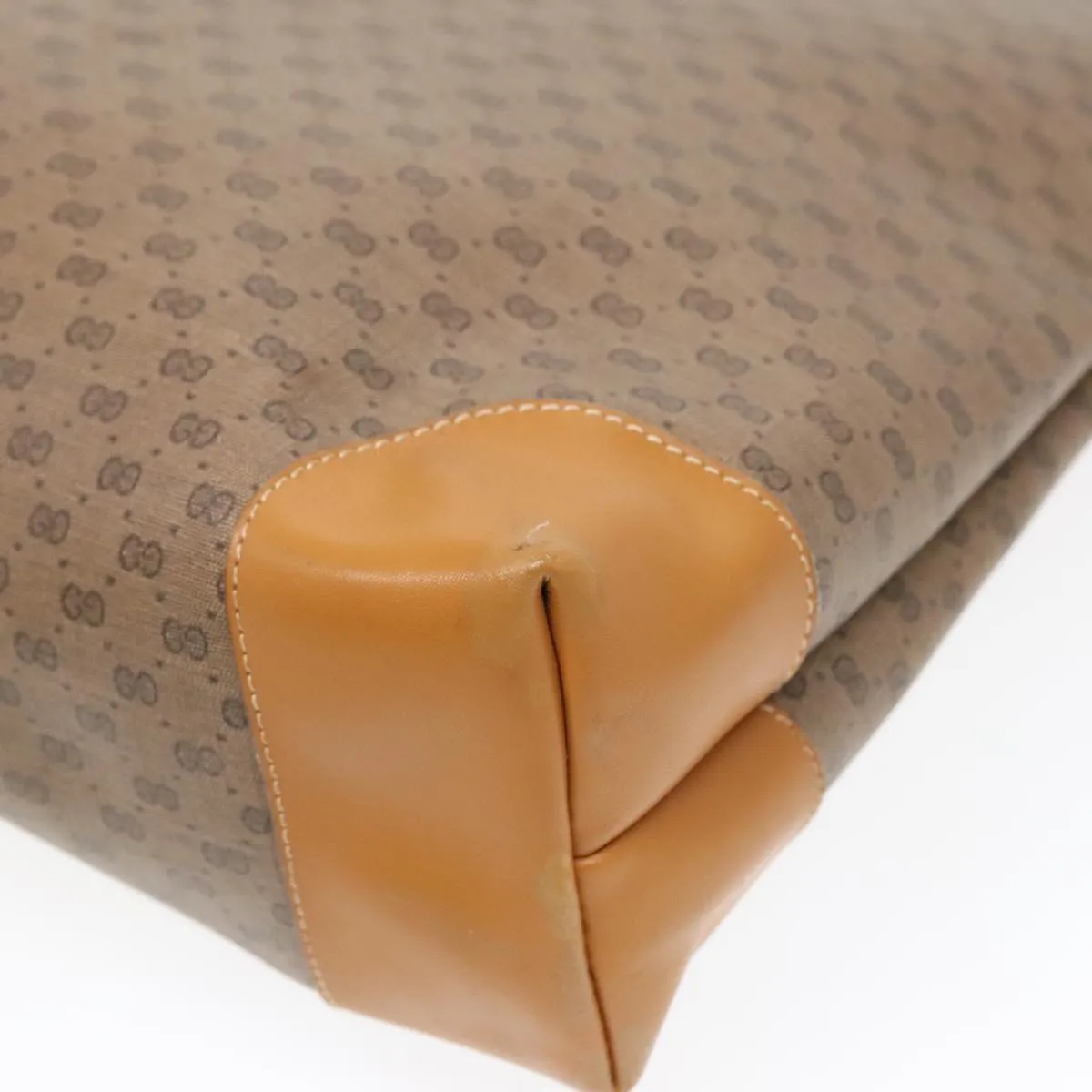 GUCCI Micro GG Canvas Web Sherry Line Tote Bag Beige Gold kk337