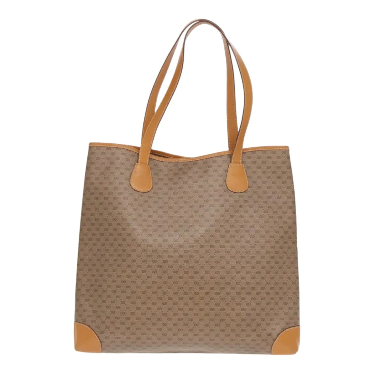 GUCCI Micro GG Canvas Web Sherry Line Tote Bag Beige Gold kk337