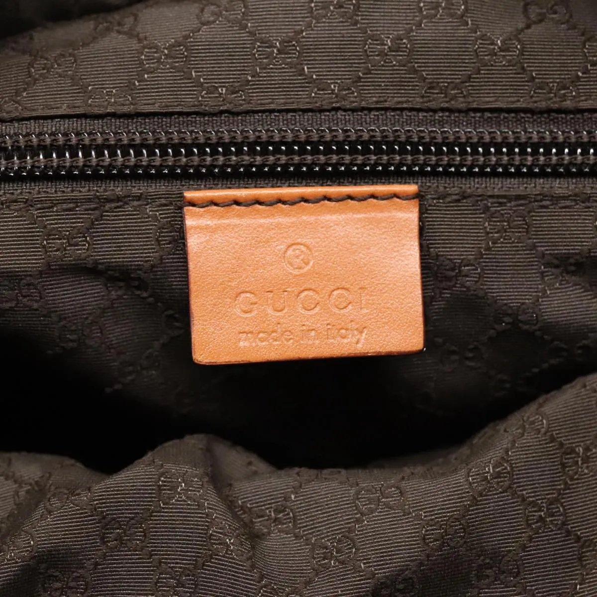 GUCCI Tote Bag Canvas Khaki Silver 89723