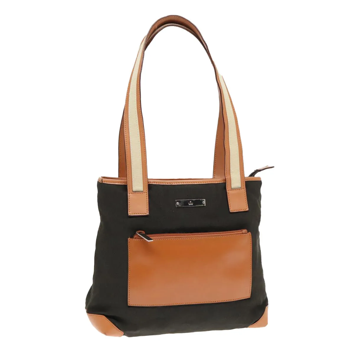 GUCCI Tote Bag Canvas Khaki Silver 89723