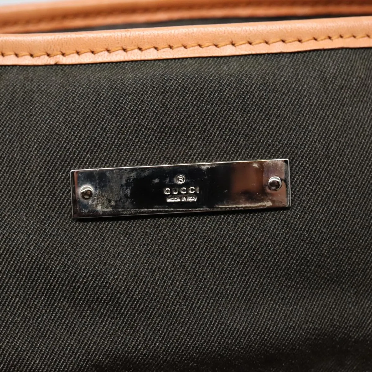 GUCCI Tote Bag Canvas Khaki Silver 89723