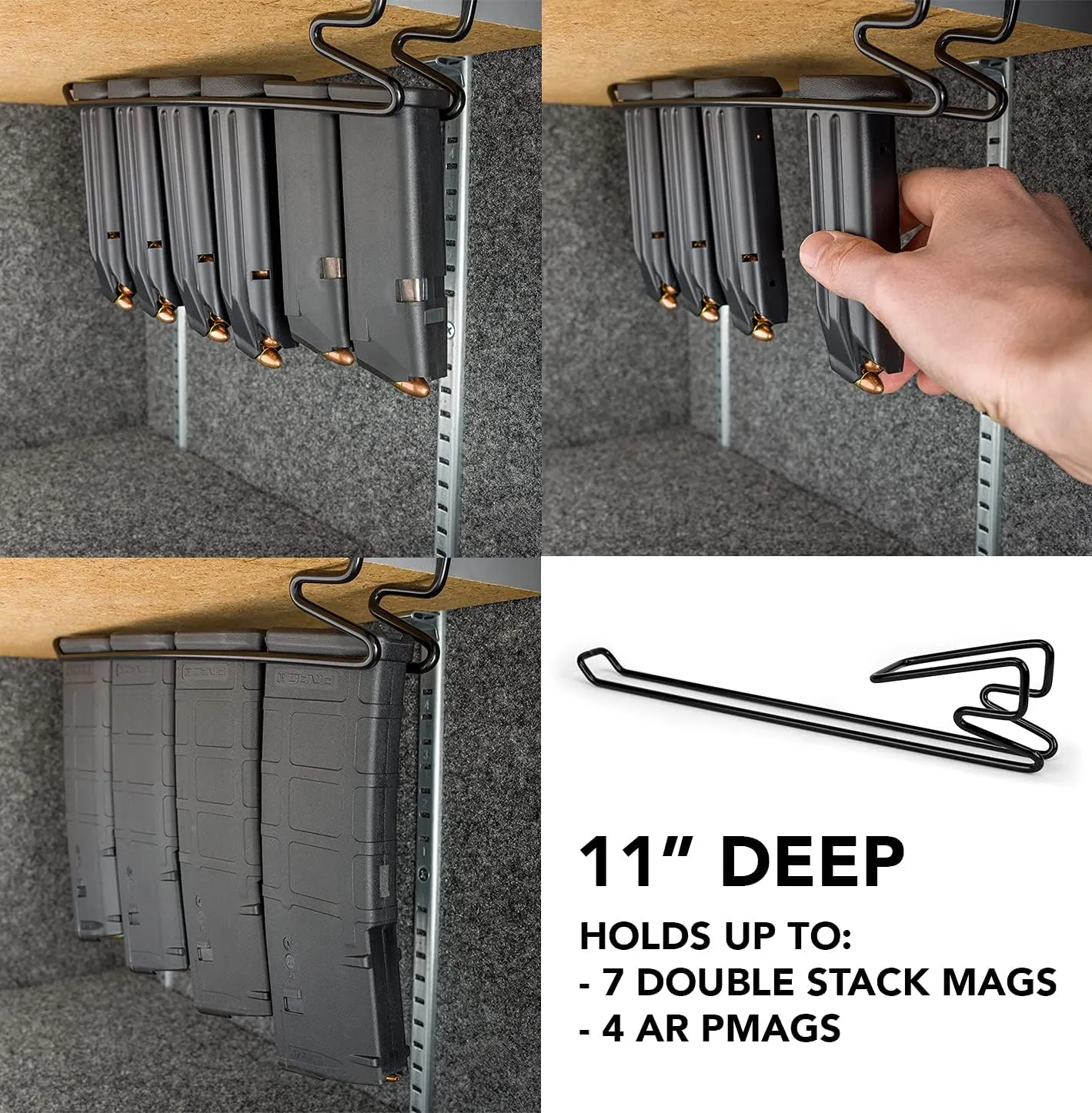 Gun Storage Solutions Bundles - Comes with Rifle Rods, Handgun Hangers, Mag Holder, and Shelf Liner. Gun Rack, Organizes Your Safe and Maximizes Space.